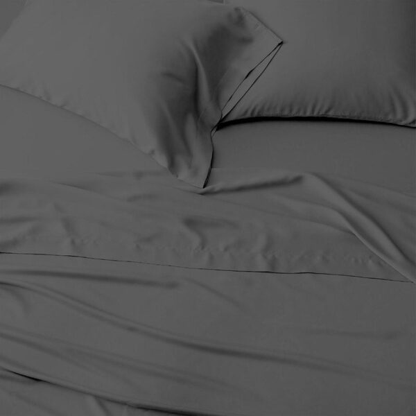 Sofia 100% Cotton Satin Weave Solid Bedsheet - Dark Grey - 400 TC Sofia 100% Cotton Satin Weave Solid Bedsheet - Dark Grey - 400 TC