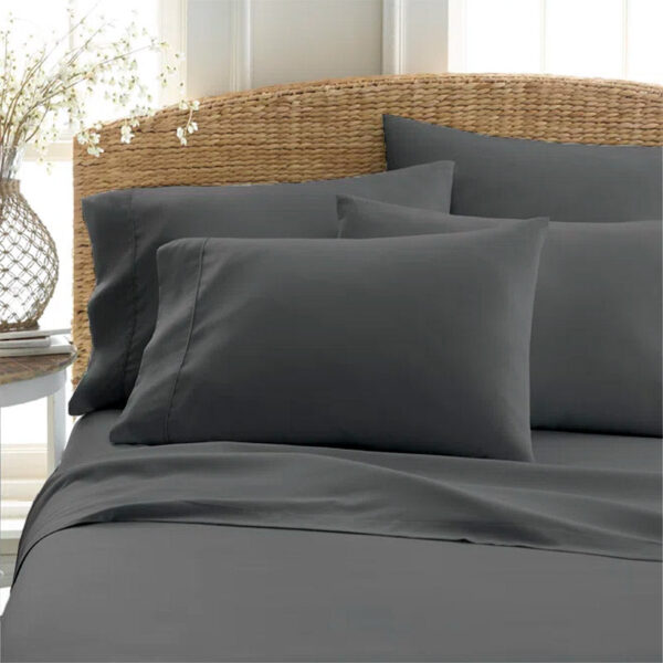 Sofia 100% Cotton Satin Weave Solid Bedsheet - Dark Grey - 400 TC Sofia 100% Cotton Satin Weave Solid Bedsheet - Dark Grey - 400 TC