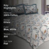 Tiya Printed Bedsheet - Blue Tiya Printed Bedsheet - Blue