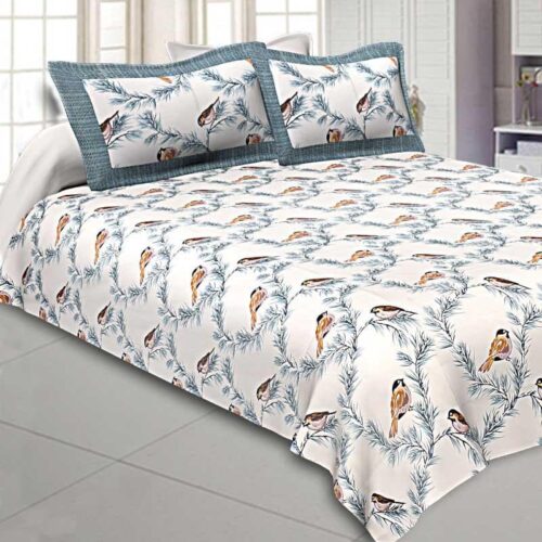 Tiya Printed Bedsheet - Blue Tiya Printed Bedsheet - Blue