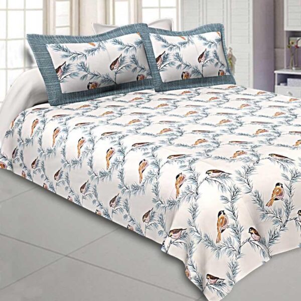 Tiya Printed Bedsheet - Blue Tiya Printed Bedsheet - Blue