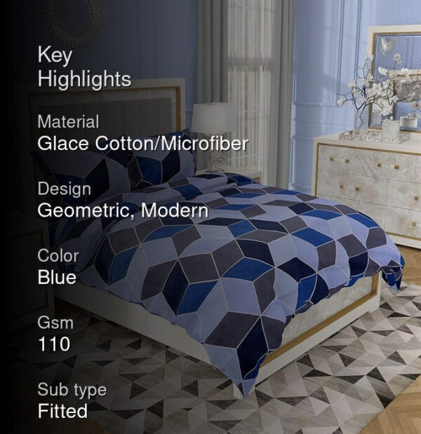Trixie Geomatric Bedsheet - Blue Trixie Geomatric Bedsheet - Blue