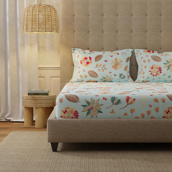 Urban Space Florence Sky Blue Bedsheet - 200 TC Urban Space Florence Sky Blue Bedsheet - 200 TC