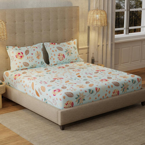 Urban Space Florence Sky Blue Bedsheet - 200 TC Urban Space Florence Sky Blue Bedsheet - 200 TC