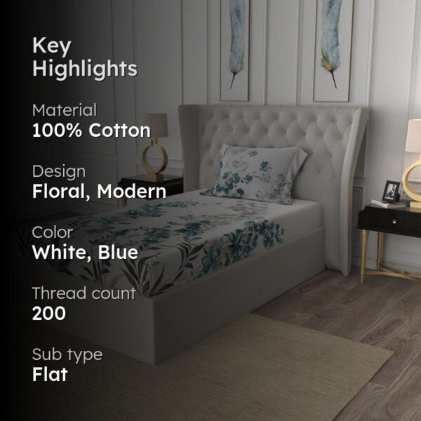 Urban Space Majestic Aqua Bedsheet - 200 TC Urban Space Majestic Aqua Bedsheet - 200 TC