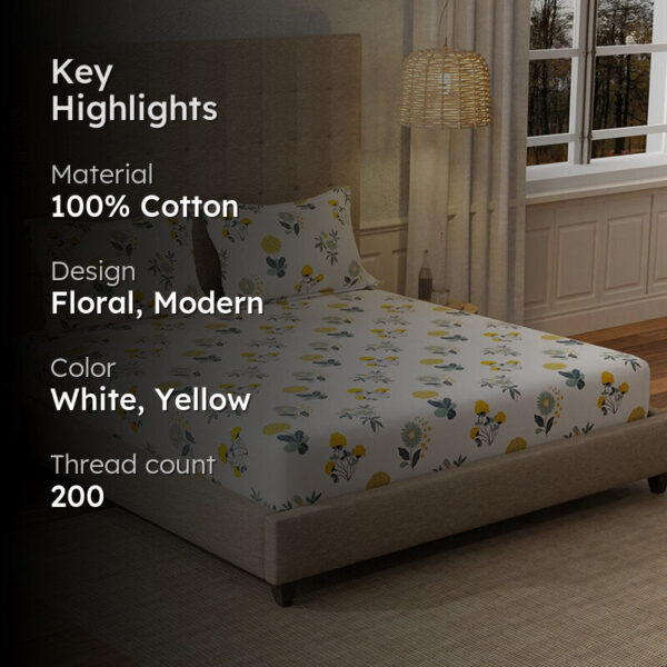 Urban Space Radiance White Bedsheet - 200 TC Urban Space Radiance White Bedsheet - 200 TC