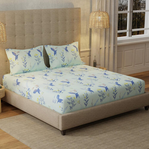 Urban Space Whisper Mint Blue Bedsheet - 200 TC Urban Space Whisper Mint Blue Bedsheet - 200 TC