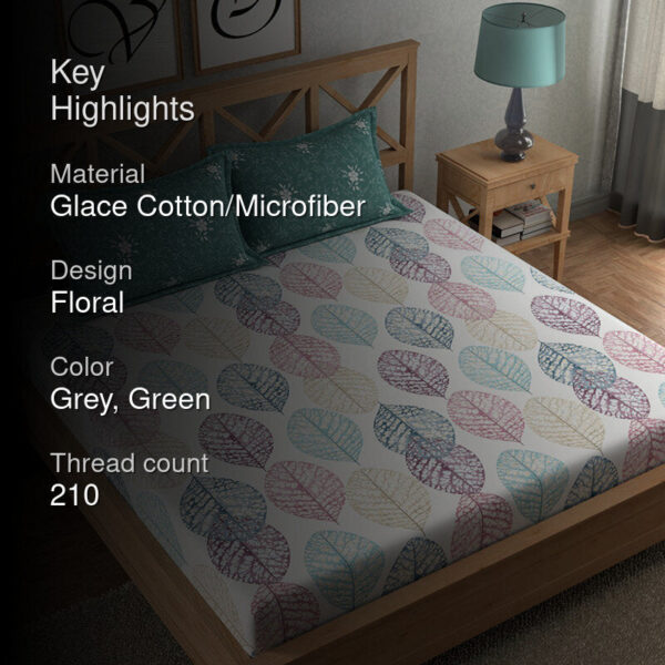 Vibrant Leaf Silhouette Floral Microfiber Bedsheet Vibrant Leaf Silhouette Floral Microfiber Bedsheet
