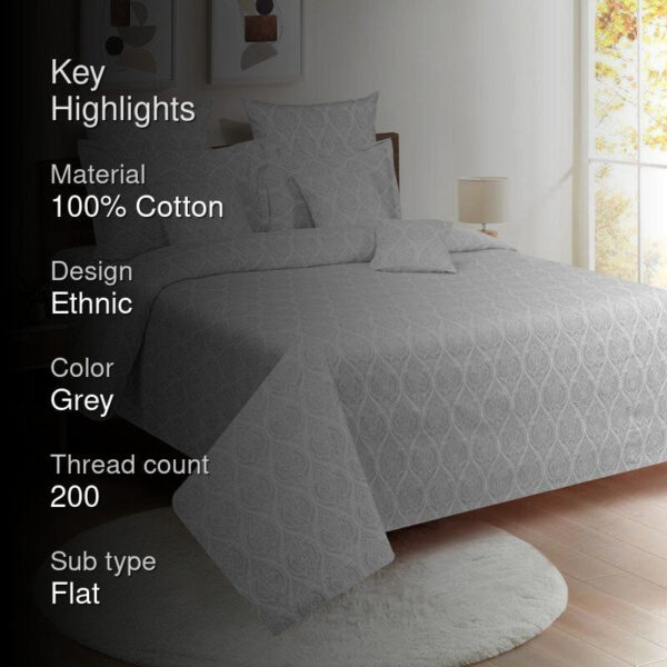 Vrita Cotton Bedsheet (Grey) - 200 TC Vrita Cotton Bedsheet (Grey) - 200 TC