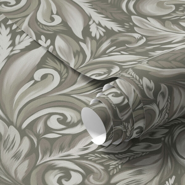 Wall Murals Acanthus scrolls in an olive-beige palette a00501 Wall Murals Acanthus scrolls in an olive-beige palette a00501