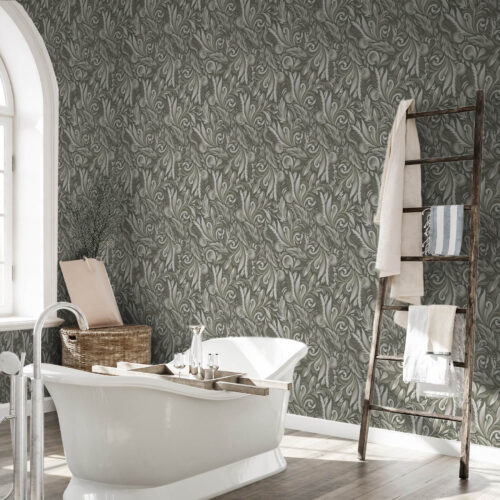 Wall Murals Acanthus scrolls in an olive-beige palette a00501