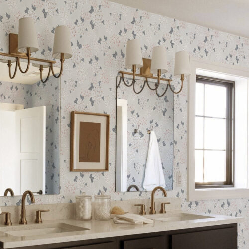 Wall Murals Airy blossoms on a light background, soft pink-gray tones a00600