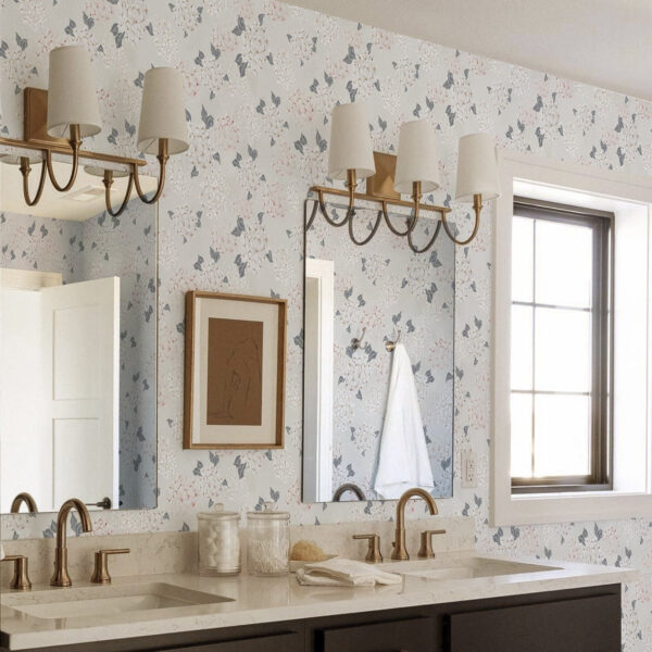 Wall Murals Airy blossoms on a light background, soft pink-gray tones a00600 Wall Murals Airy blossoms on a light background, soft pink-gray tones a00600