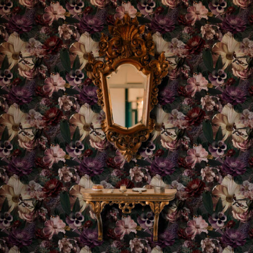 Wall Murals Art floral print in dark colours a00147