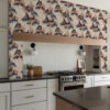 Wall Murals Autumn mountains in the fog with orange trees and birds a00104