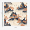 Wall Murals Autumn mountains in the fog with orange trees and birds a00104