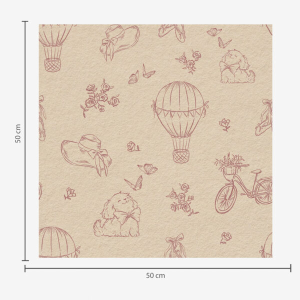 Wall Murals Baby pink pattern with dog, flowers and air a00279 Wall Murals Baby pink pattern with dog, flowers and air a00279