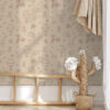 Wall Murals Baby pink pattern with dog, flowers and air a00279