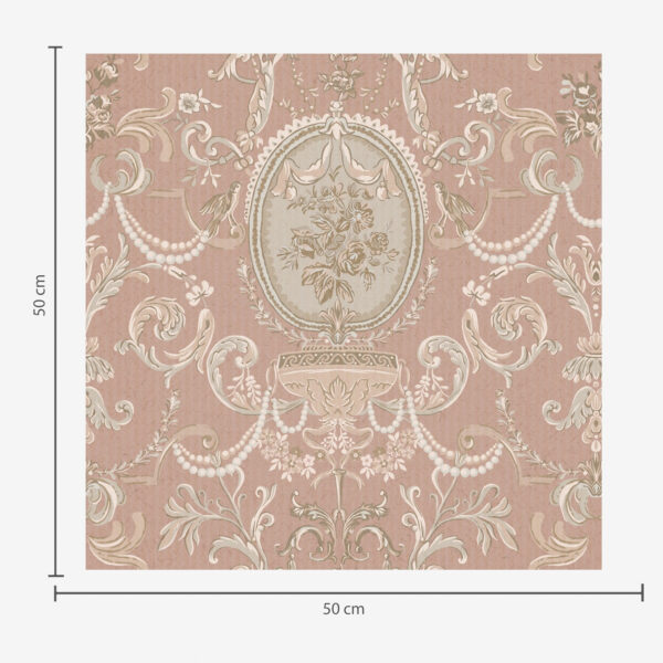 Wall Murals Baroque ornament with flowers on pink background a00160 Wall Murals Baroque ornament with flowers on pink background a00160