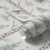 Wall Murals Birches with birds in a light green forest a00316