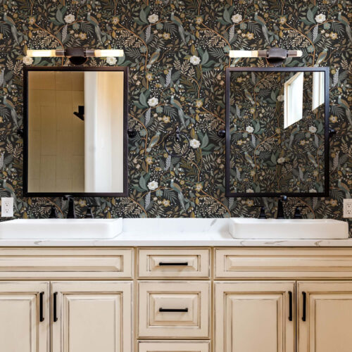 Wall Murals Birds among branches on a dark background a00161