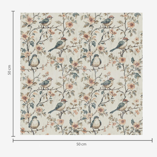 Wall Murals Birds on branches with flowers in retro watercolor style a00197