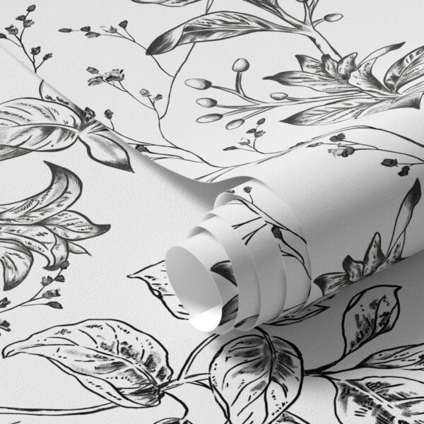 Wall Murals Black and white branches with leaves on white background a00098v1 Wall Murals Black and white branches with leaves on white background a00098v1