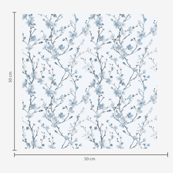 Wall Murals Blue cherry blossoms on a white background with soft contrast a00399 Wall Murals Blue cherry blossoms on a white background with soft contrast a00399