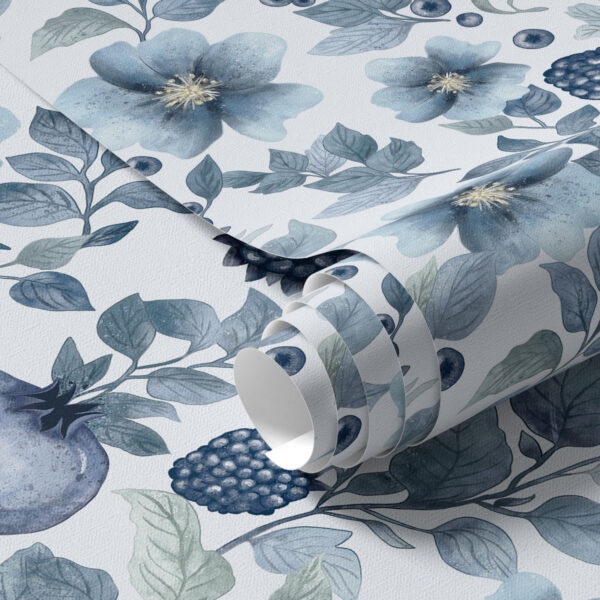 Wall Murals Blue flowers and pomegranates a00002v1 Wall Murals Blue flowers and pomegranates a00002v1
