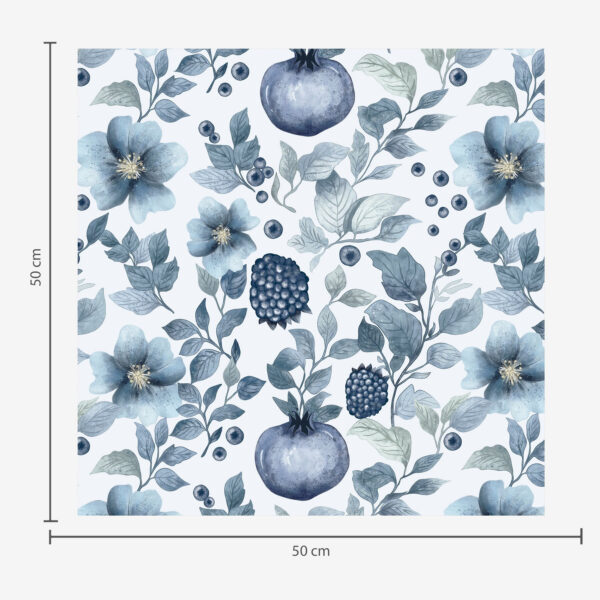 Wall Murals Blue flowers and pomegranates a00002v1 Wall Murals Blue flowers and pomegranates a00002v1