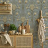 Wall Murals Blue pattern with artichokes and tulips a00435