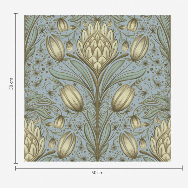 Wall Murals Blue pattern with artichokes and tulips a00435 Wall Murals Blue pattern with artichokes and tulips a00435