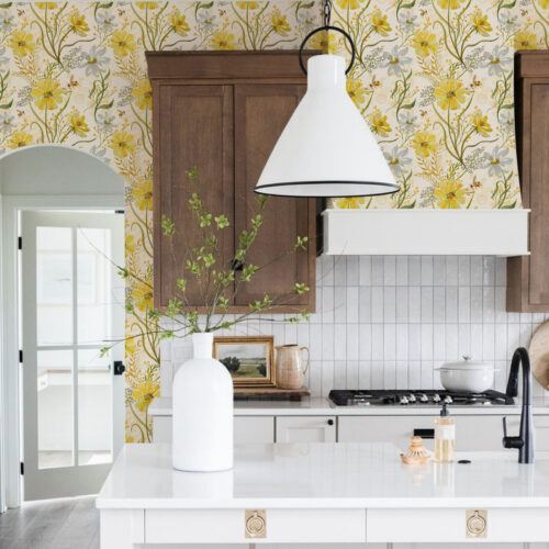 Wall Murals Bright floral composition in yellow color a00045