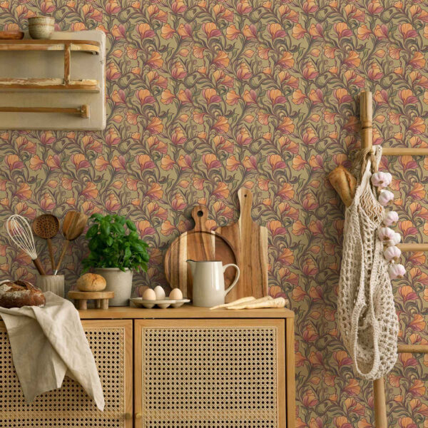 Wall Murals Bright twisted stems with leaves and flowers a00074 Wall Murals Bright twisted stems with leaves and flowers a00074