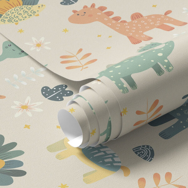 Wall Murals Children's dinosaurs in pastel colours on a light background a00125 Wall Murals Children's dinosaurs in pastel colours on a light background a00125