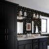 Wall Murals Composition of light flowers and dark leaves on a dark background a00053