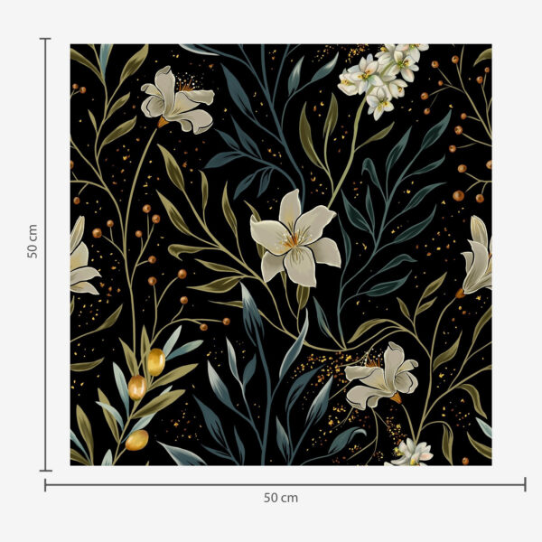 Wall Murals Composition of light flowers and dark leaves on a dark background a00053 Wall Murals Composition of light flowers and dark leaves on a dark background a00053