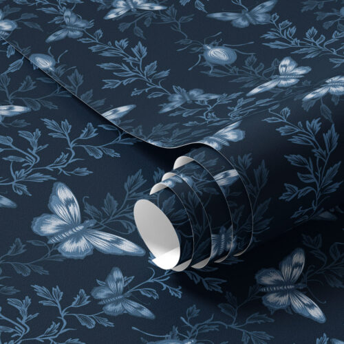 Wall Murals Composition with butterflies, leaves and insects on blue background a00073