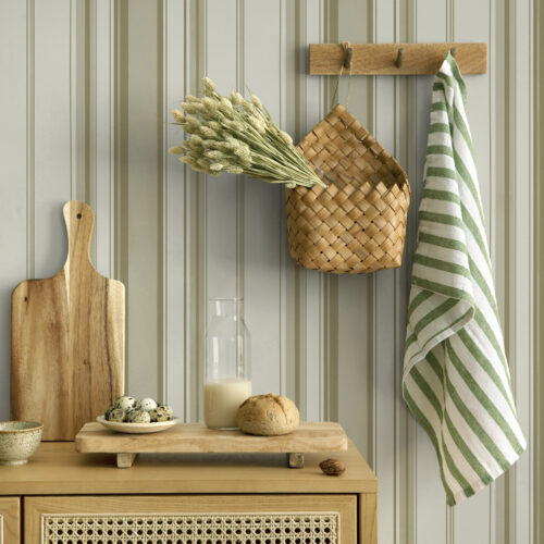 Wall Murals Cream background with gray-beige stripes of different widths a00521