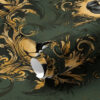 Wall Murals Crow in a frame on a green background a00105