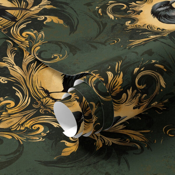 Wall Murals Crow in a frame on a green background a00105