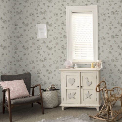 Wall Murals Cute forest scene with deer, rabbits and bees a00215