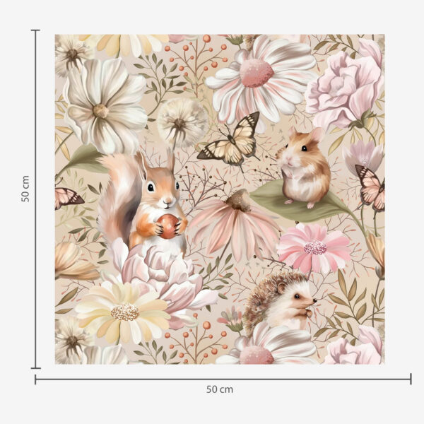 Wall Murals Cute hedgehog, squirrel, hamster and butterflies with flowers in pastel colors a00051 Wall Murals Cute hedgehog, squirrel, hamster and butterflies with flowers in pastel colors a00051