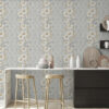 Wall Murals Daisies on gray background with geometric pattern a00269
