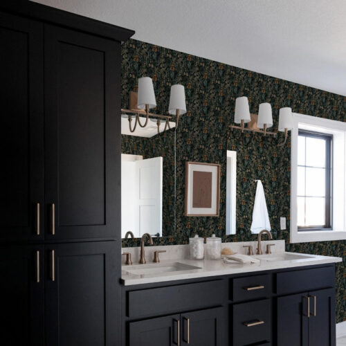 Wall Murals Dark print with wild flowers a00159