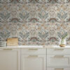 Wall Murals Decorative lilies and a butterfly on a cream background a00500