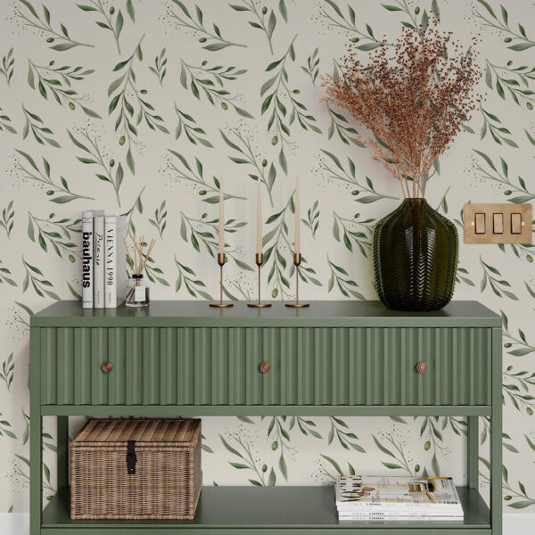 Wall Murals Delicate green olive branches a00030 Wall Murals Delicate green olive branches a00030