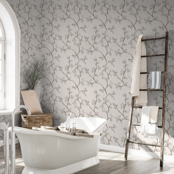 Wall Murals Delicate leafy branches on a warm cream background a00597v1