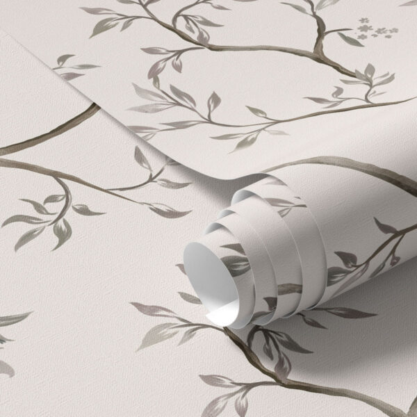 Wall Murals Delicate leafy branches on a warm cream background a00597v1