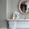 Wall Murals Ethnic motif with patterns in grey and mint colours a00138